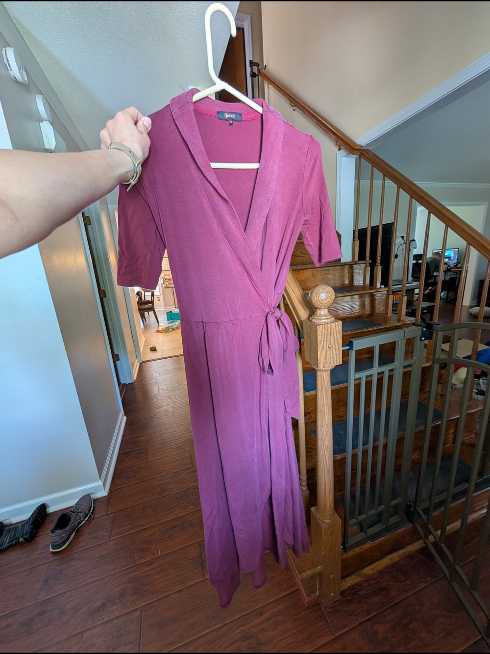 Quince Tencel Jersey Midi Wrap Dress In Wine - XS